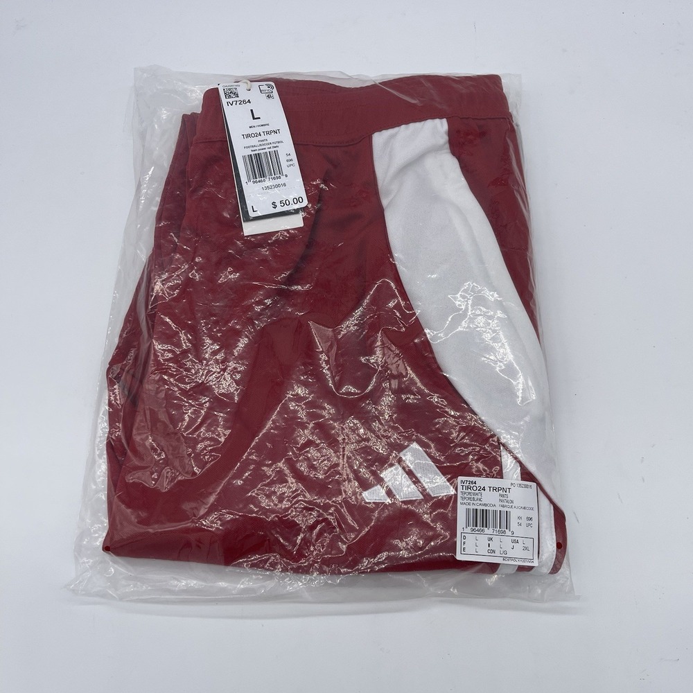 adidas Tiro 24 Men's Large Soccer Track Jogger Pants IV7264 Red White NWT Pocket - Picture 6 of 6